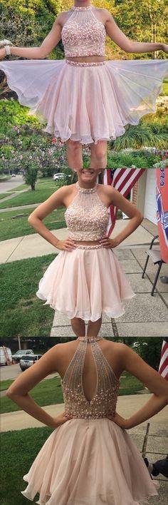 Charming  Two Pieces Beading Short Cheap Homecoming Dresses Online, CM572 - SposaBridal