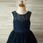 Navy Blue Lace Lovely Cute Flower Girl Dresses with bow , Junior Bridesmaid Dresses, FG084