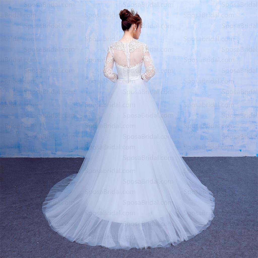 Long Sleeves Lace Applique Crystal Elegant Beautiful Real Made Newest Style Wedding Dresses, WD0223