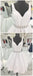 Sexy See Through V Neck Short Rhinestone White Homecoming Dresses, CM486