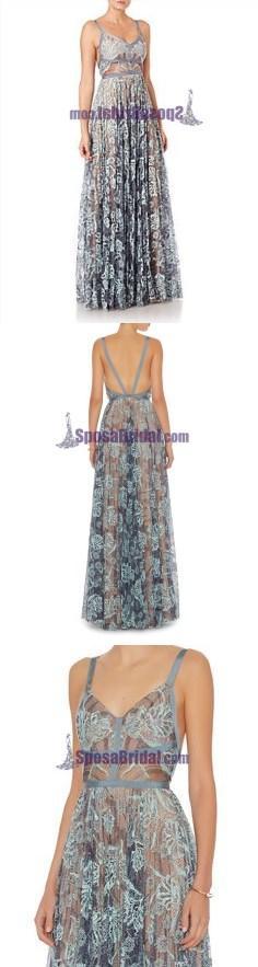 2019 Blue Lace Sexy Popular Prom Dresses, Fashion Party Dress, Spaghetti Straps Prom Dress,  PD0420 - SposaBridal