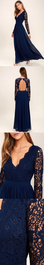 2019 Cheap Chiffon Lace top Long Sleeves Custom Most Popular Open Back Bridesmaid Dress , WG215 - SposaBridal