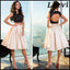 Sexy Open Back Two Piece Lace Black Homecoming Dresses, CM493