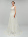 Sexy Long A-line Spaghetti Strap Backless Lace Wedding Dress, WD0046