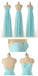 Junior Off Shoulder V-neck Blue Chiffon Formal  Wedding Party Dresses for Bridesmaid, WG56