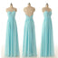 Junior Off Shoulder V-neck Blue Chiffon Formal  Wedding Party Dresses for Bridesmaid, WG56