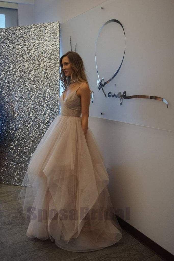 Charming Long Spaghetti Straps Tulle Simple Popular Fashion  Prom Dresses, Prom Gowns For party, PD0582 - SposaBridal