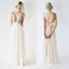 2019 Chiffon Top Sequin Prom Dress V-Neck Junior Pretty Long Bridesmaid Dresses with Bow, WG05 - SposaBridal