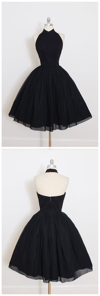 Black Halter Simple Cheap Short Homecoming Dresses 2018, CM547 - SposaBridal