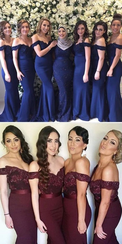 2019 Charming White Long Cap Sleeve Lace Mermaid Sexy Long Bridesmaid Dresses, WG10 - SposaBridal