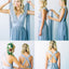 Convertible Simple Blue Jersey High Quality Custom Floor-Length Cheap Bridesmaid Dresses, WG80