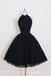 Black Halter Simple Cheap Short Homecoming Dresses 2018, CM547 - SposaBridal