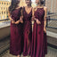 Dark Burgundy Mismatched Chiffon Cheap Soft Custom Most Popular Bridesmaid Dresses, PD0505