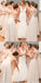 A-Line Chiffon Cheap Top Lace V-Back Scoop Long Peach Modest Unique Newest Bridesmaid Dresses , WG262 - SposaBridal