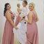 A-Line  Long Dusty Pink Chiffon Cheap Modest Sexy Unique Soft Elegant Hot Sale Mismatched Bridesmaid Dresses Online, WG259 - SposaBridal
