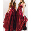 A-line Burgndy Navy Velvet Real Made Elegant Long Prom Dresses PD2287