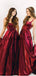 A-line Burgndy Navy Velvet Real Made Elegant Long Prom Dresses PD2287