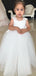 A-line Cap Sleeves Ivory Tulle Popular Flower Girl Dresses with Bow, FG143