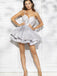 Sexy A-line Gray Spaghetti Strap Lace Backless Cheap Short Homecoming Dresses, BD0425