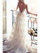 Sexy Long A-line Spaghetti Strap Backless Lace Wedding Dress, WD0046