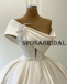 Elegant A-line One Shoulder Satin Wedding Dress, Wedding Gown, WD0599