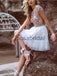 A-line Short Sleevs Beaded Modest Homecoming Dresses BD0435