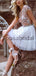 A-line Short Sleevs Beaded Modest Homecoming Dresses BD0435