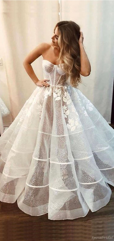 Sexy Sparkly See-through A-line Sweetheart Tulle Elegant Prom Dresses, PD1752