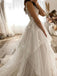 Spaghetti Strap A-line Lace V-Neck Country Vintage Wedding Dresses, WD0601