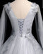 Elegant Vintage V-neck A-line Long Sleeve Tulle Lace Wedding Dress, WD3002