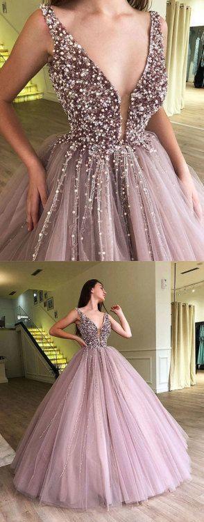 A-line Elegant Sparkly Gorgeous Princess Prom Gown, Purple Stunning Prom dresses, wedding gown,PD0137 - SposaBridal