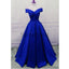 A-line Off the Shoulder Colorful Satin Modest Simple Prom Dresses PD1996