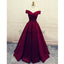 A-line Off the Shoulder Colorful Satin Modest Simple Prom Dresses PD1996
