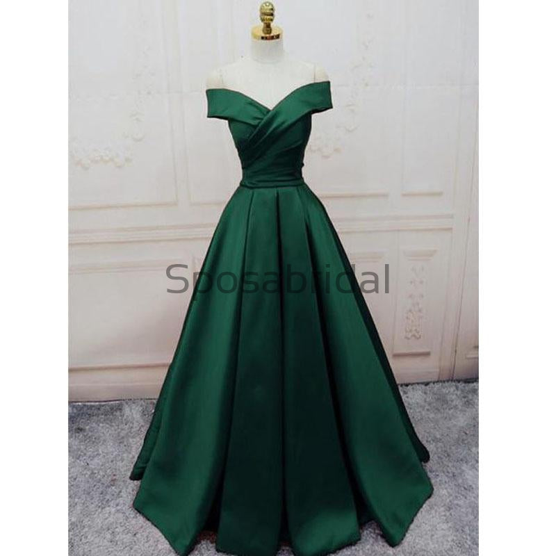 A-line Off the Shoulder Colorful Satin Modest Simple Prom Dresses PD1996
