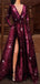 A-line V-neck Long Sleeves Shining Sparkly Sequin Modest Prom Dresses, Evening Dresses PD1547