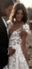 A Line Ivory V-Neck Country Beach Wedding Dresses with Appliques WD0533