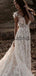 A Line Ivory V-Neck Country Beach Wedding Dresses with Appliques WD0533