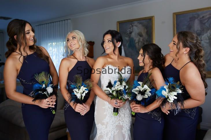 Affordable Country Halter Mermaid Long Bridesmaid Dresses WG802