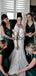 Attractive Long Seeves Mermaid Lace Chic Illusion Beach Long Wedding Dresses WD0544