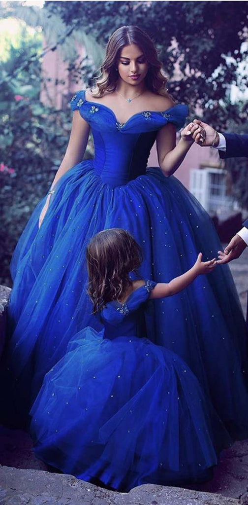 Attractive Tulle Off-the-shoulder Neckline Ball Gown Formal Elegant a-line Prom Dresses,PD1351