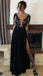 Black A-line Lace Cheap Long Sleeves Long Affordable Prom Dresses, PD0553