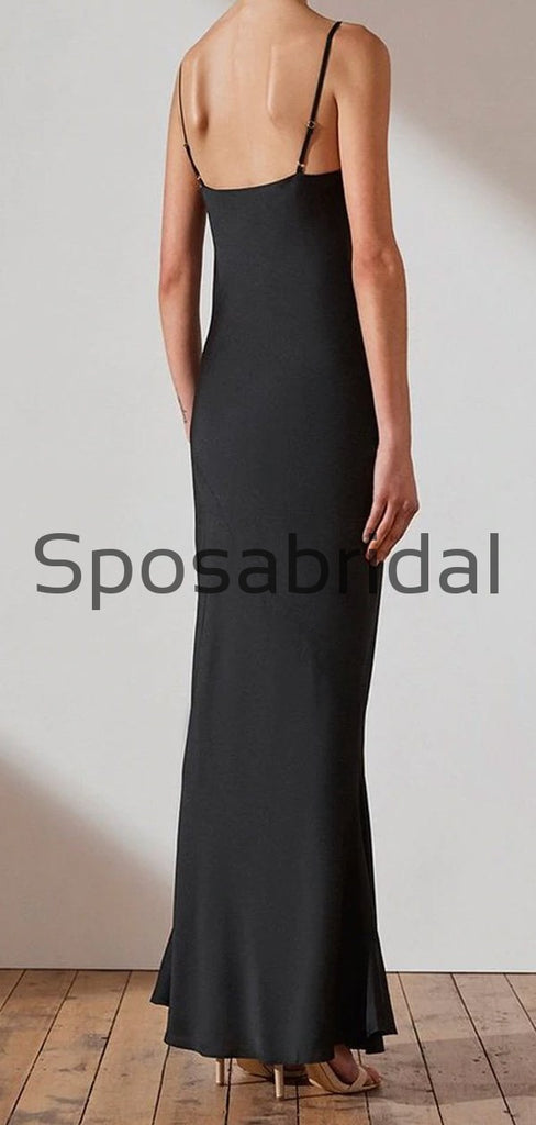 Black Simple Inexpensive Elegant Long Bridesmaid Dresses WG837