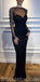 Black Mermaid Long Sleeves Elegant Formal Custom High Quality Prom Dresses , PD1144