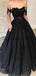 Black Off the Shoulder A-line Sparkly Sequin Elegant Modest Prom Dresses, Ball Gwon, Prom Dress PD1825