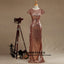 Black and Rose Gold Sequins Mermaid Cheap Sparkly Custom  Cowl Back Cap Sleeves Scoop Bridesmaid Dresses , WG294