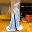 Blue Cheap Unique One Shoulder Simple Modest Mermaid Prom Dresses PD2200