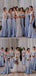 Blue Mermaid Satin Long Elegant Bridesmaid Dresses WG874