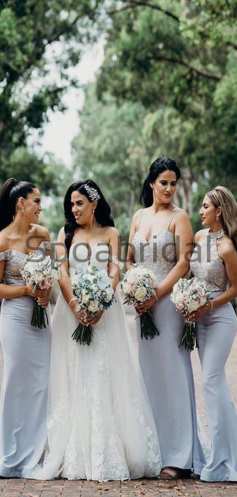 Blue Mismatched Mermaid Cheap Bridesmaid Dresses WG749