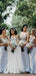 Blue Mismatched Mermaid Cheap Bridesmaid Dresses WG749