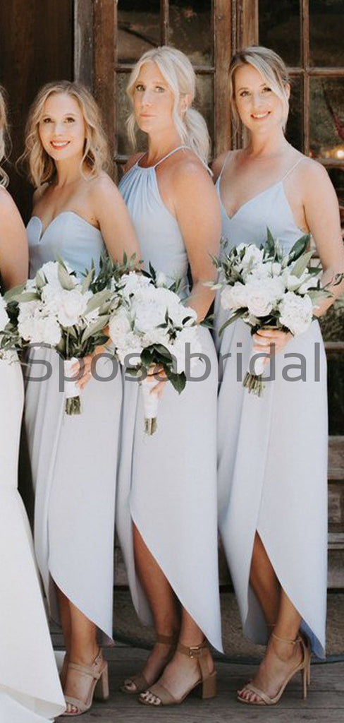 Blue Mismatched Short Beach Simple Popular Bridesmaid Dresses WG794